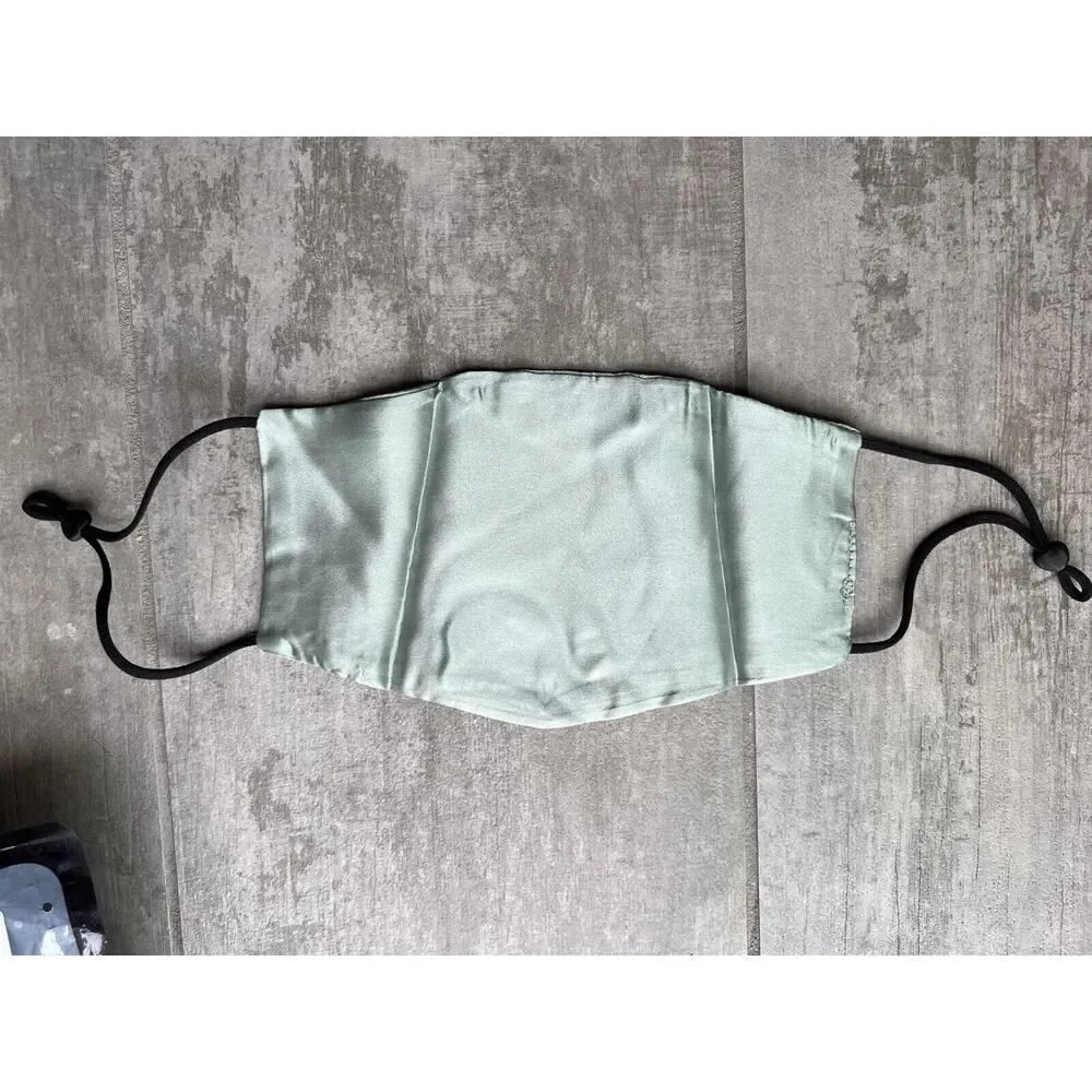 Sage Green Silky Satin Cloth Fashion Face Mask NEW Women's Washable Luxury
